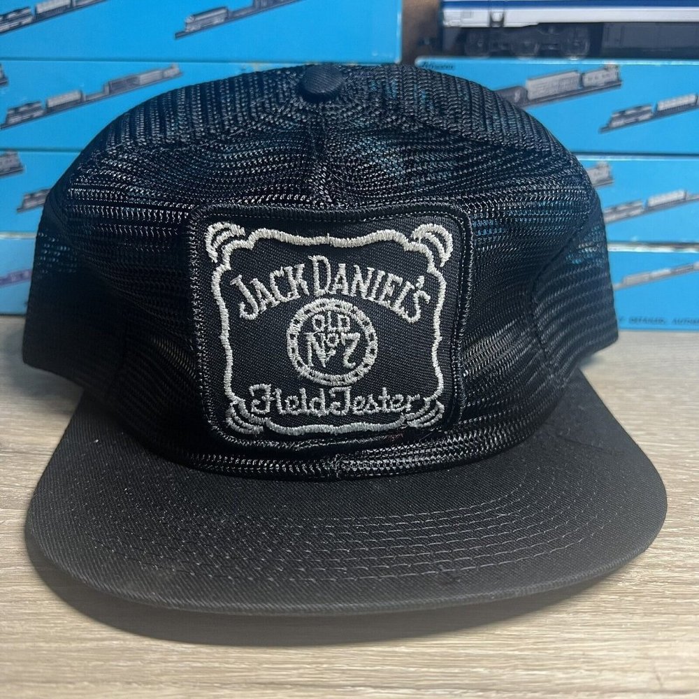 Vtg Magic Jack Daniels Field Tester Patch All Mesh Snapback Trucker Hat USA Cap